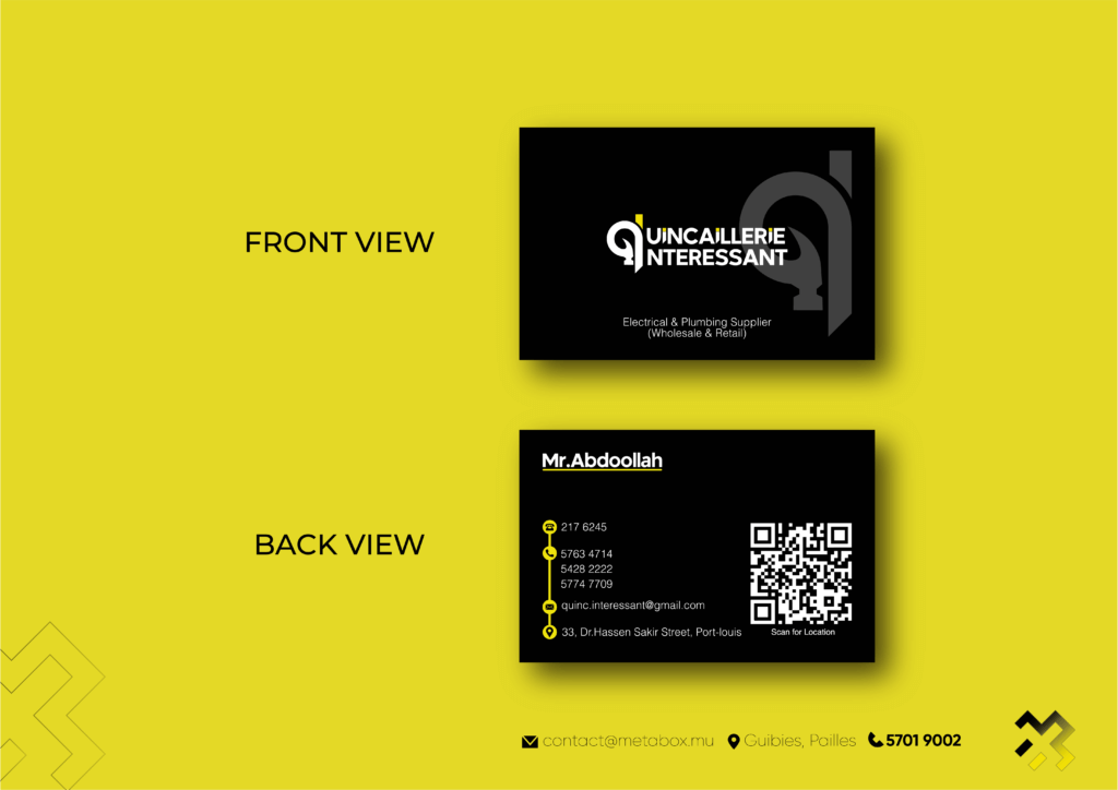Business card presentation